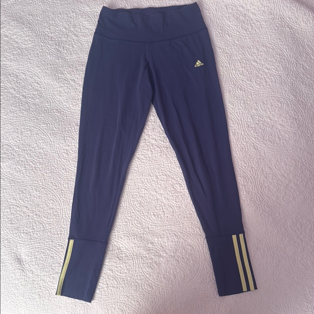 Adidas - Sport Essentials Leggings w/ Neon Yellow Stripes - Size Small